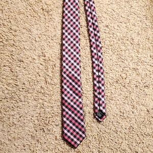 JF Slim Plaid Tie Pink